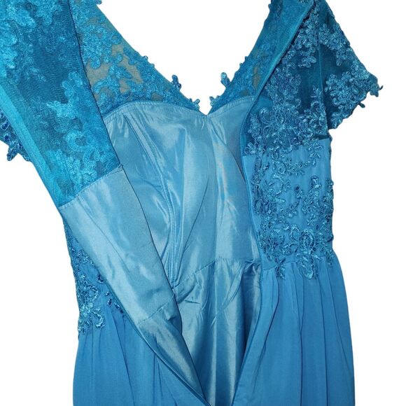 Set Of 2 Blue Chiffon Maxi Bridesmaid or Wedding Guest Dresses Size 8 And 10 NEW - Picture 13 of 16